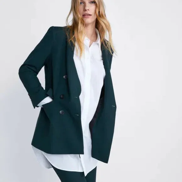 Zara Jackets Coats Zara Womens Sz Xs Dark Green Tailored